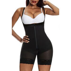Women's Black (Front Zipper) Tummy Control Shapewear Body Shaper Butt Lifter